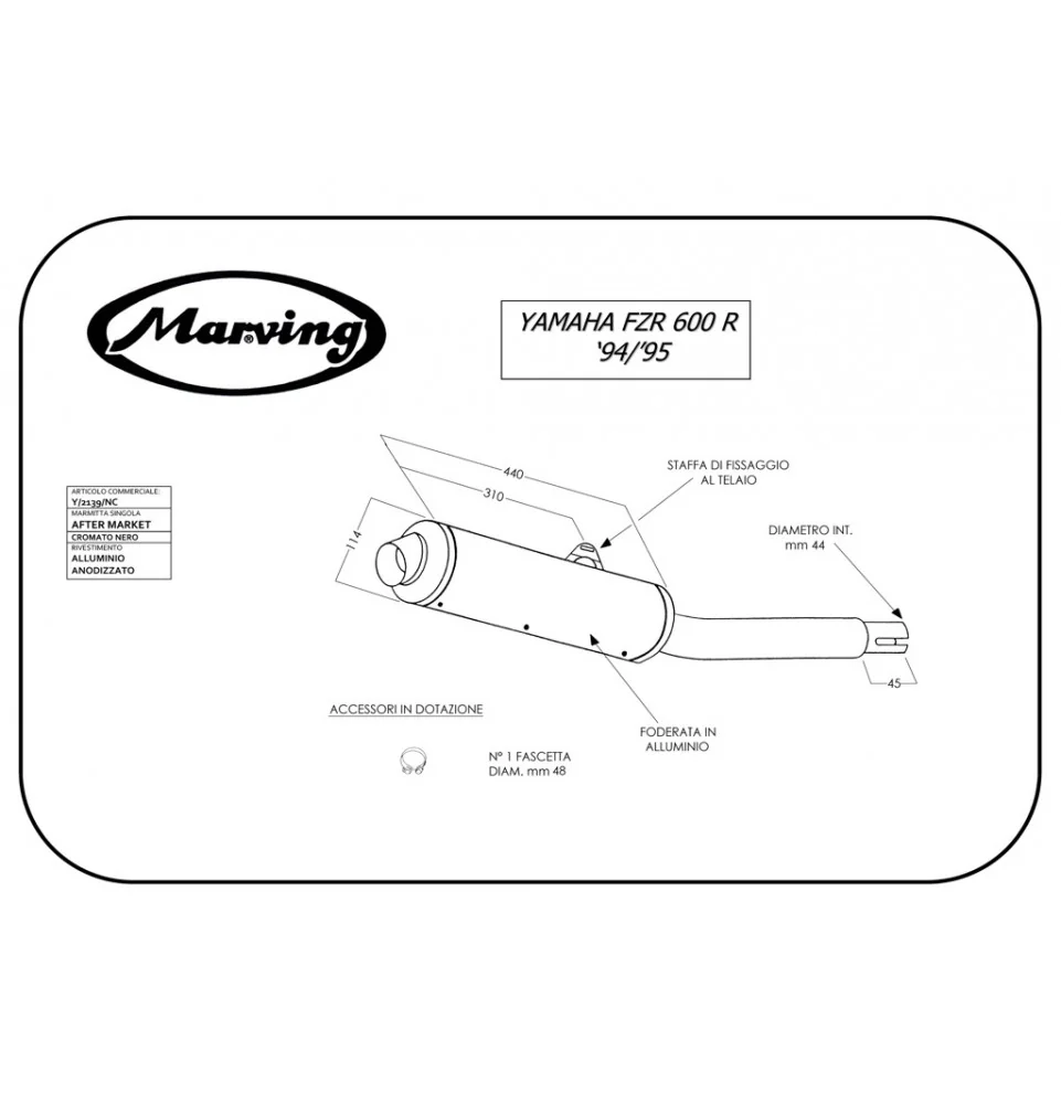 Marving Y/2139/NC Yamaha Fzr 600 R 94/95