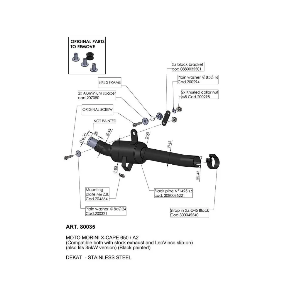 Leovince Suppressor du Catalyseur Moto Morini X-CAPE 650